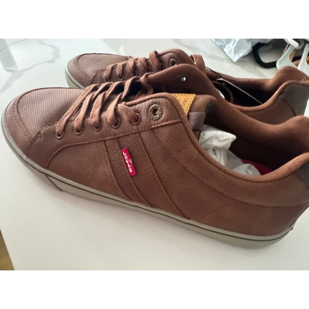 Levis Mens Brown Perforated Low Top Sneakers Size 12 NWT